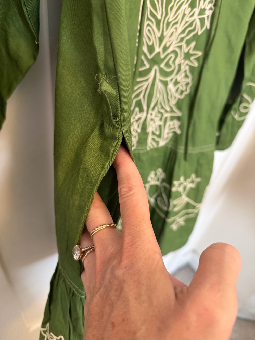 Ciebon Rosetta Embroidered Cotton Mini Dress Size Small Color Green Boho - Picture 7 of 11